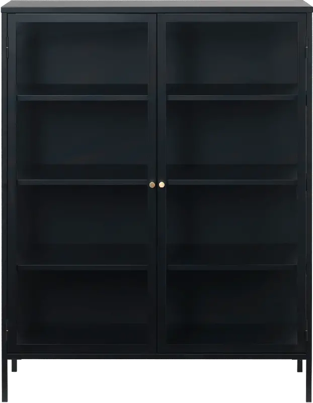 Carmel Black Metal and Glass 55 Tall Cabinet