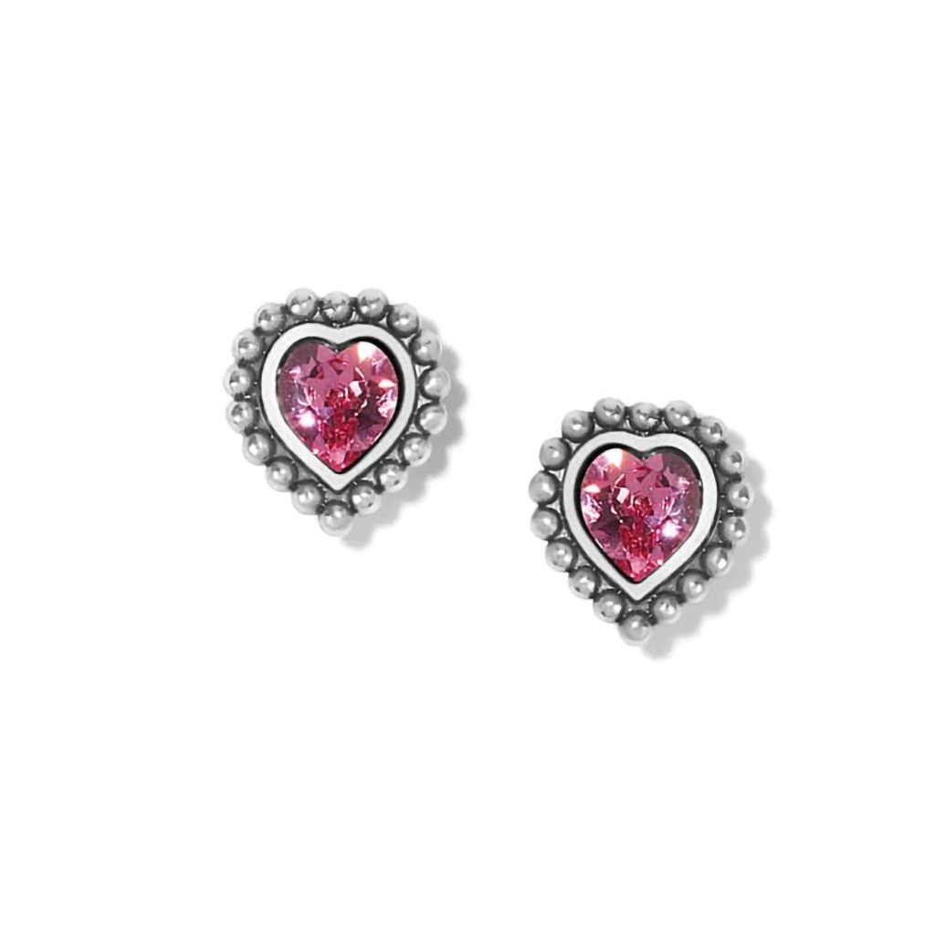 Brighton Shimmer Heart Mini Post Earrings in Silver Pink