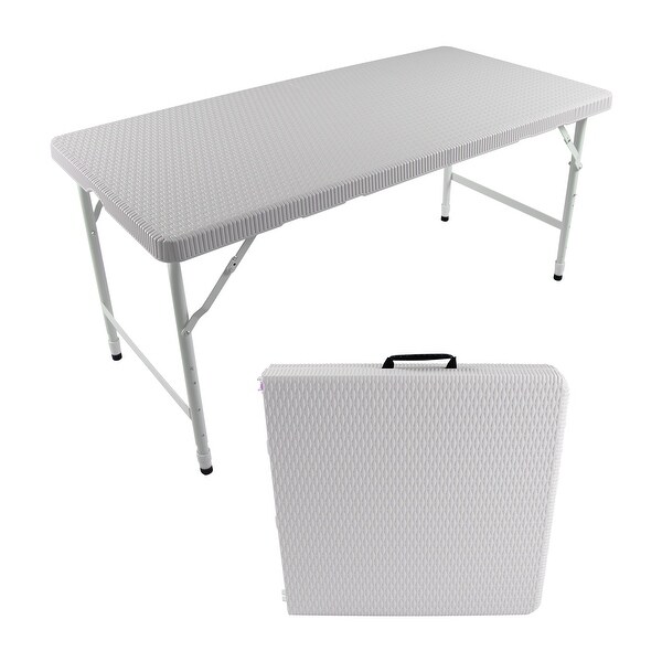 4ft Rattan Folding Table for Indoor and Outdoor