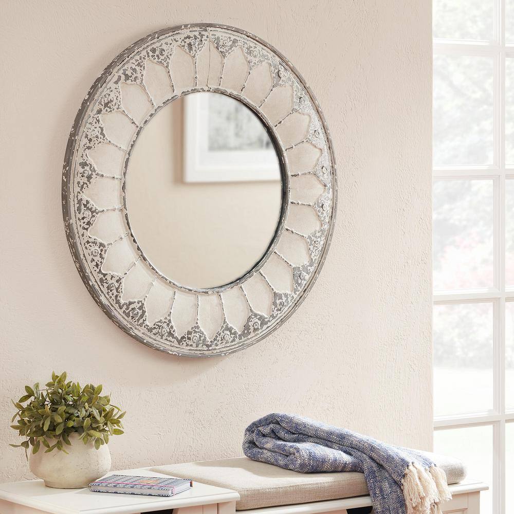 Home Decorators Collection Medium Round Ivory Antiqued Classic Accent Mirror (32 in. Diameter) P180278/1XXA