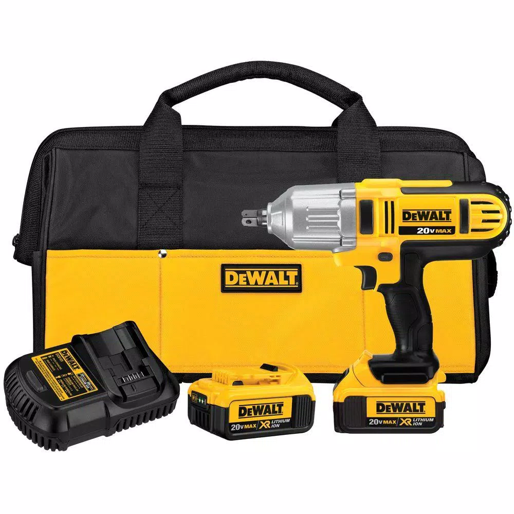 DEWALT 20-Volt MAX Cordless 1/2 in. High Torque Impact Wrench with Detent Pin and (2) 20-Volt 4.0Ah Batteries and#8211; XDC Depot