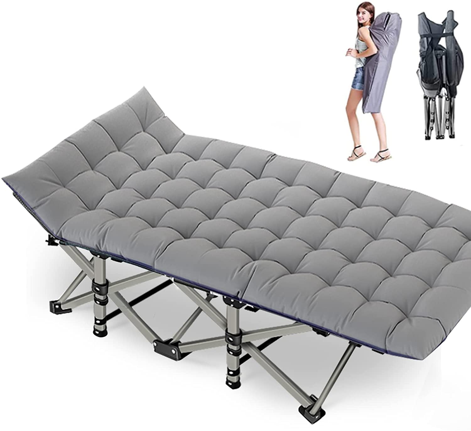 Slsy Folding Camping Cots for Adults 880 lbs, 28" Extra Wide Sturdy Portable Folding Cot Sleeping Cot with Mattress & Carry Bag for Camp Home Office