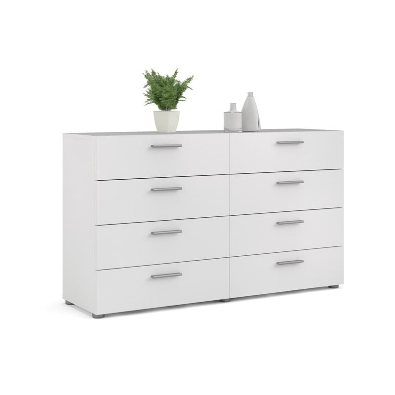 Atlin Designs Modern 8 Drawer Double Dresser with Bar Handles in White