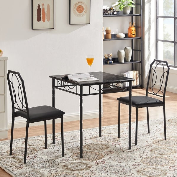 3-Piece Dining Table Set with 2 Chairs for Home Kitchen Breakfast Nook