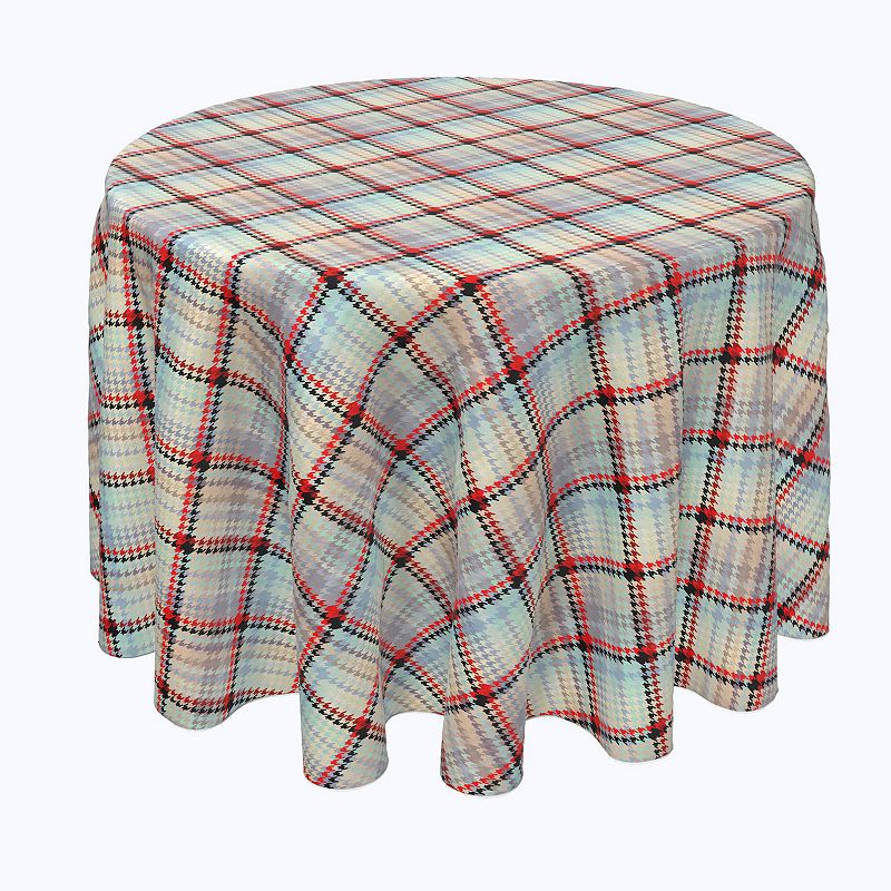 Round Tablecloth， 100% Polyester， 70 Round， Pixel Art Houndstooth