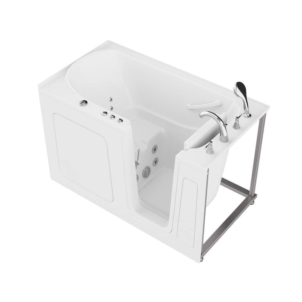 Universal Tubs HD Series 60 in. Right Drain Quick Fill Walk-In Whirlpool Bath Tub with Powered Fast Drain in White HD3260RWH