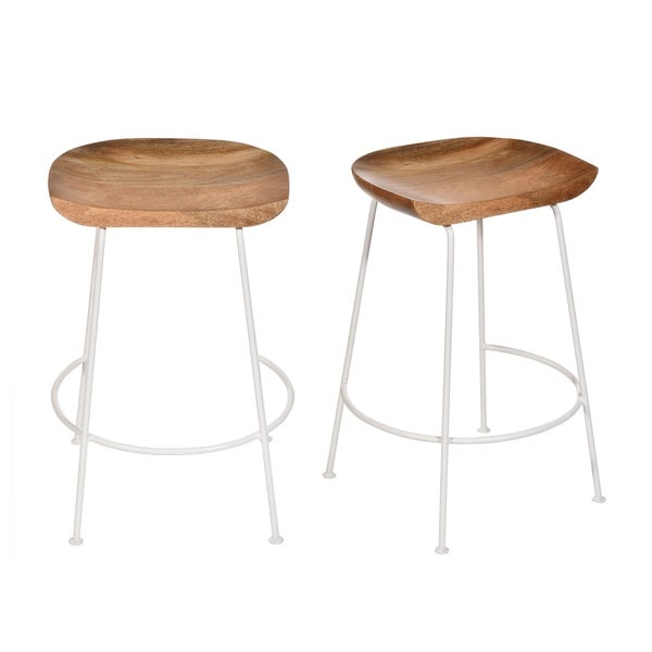 Mabel Scooped Seat Stool， Set of Two