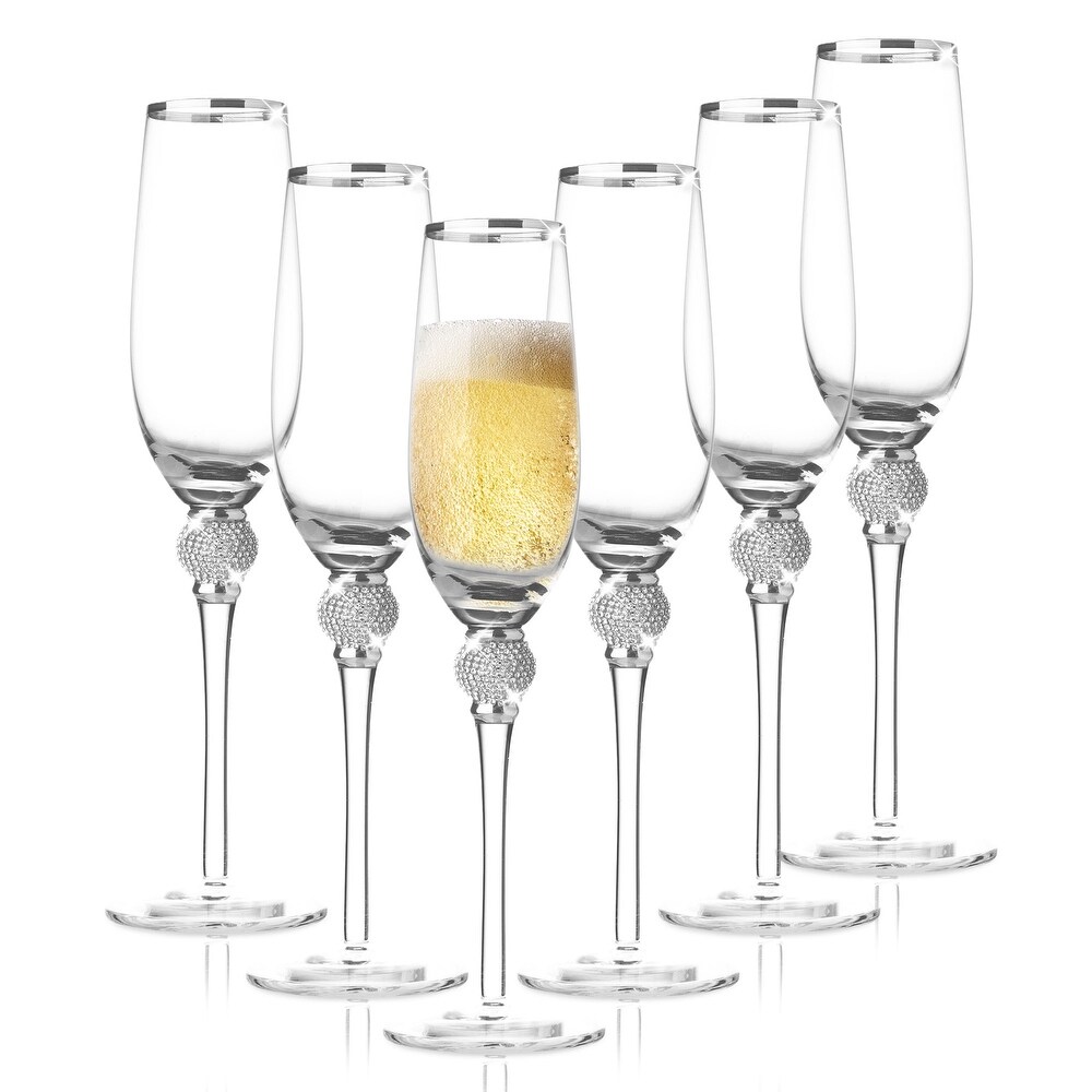 Berkware Crystal Champagne Glass with Gold or Silver Rim   11\