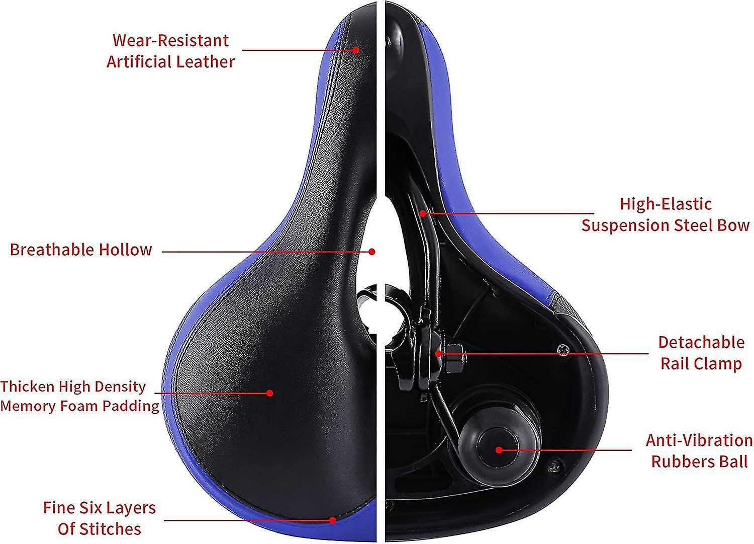 Comfort Bike Seat For Women Or Men Replacement Padded Soft High Density Memory Foam Black (yu-b)