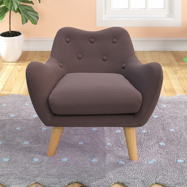 Microfibres Fabric Chair Single Sofa Comfy Upholstered Accent Armchair with Wooden Legs， Kids Sofa for Small Spaces