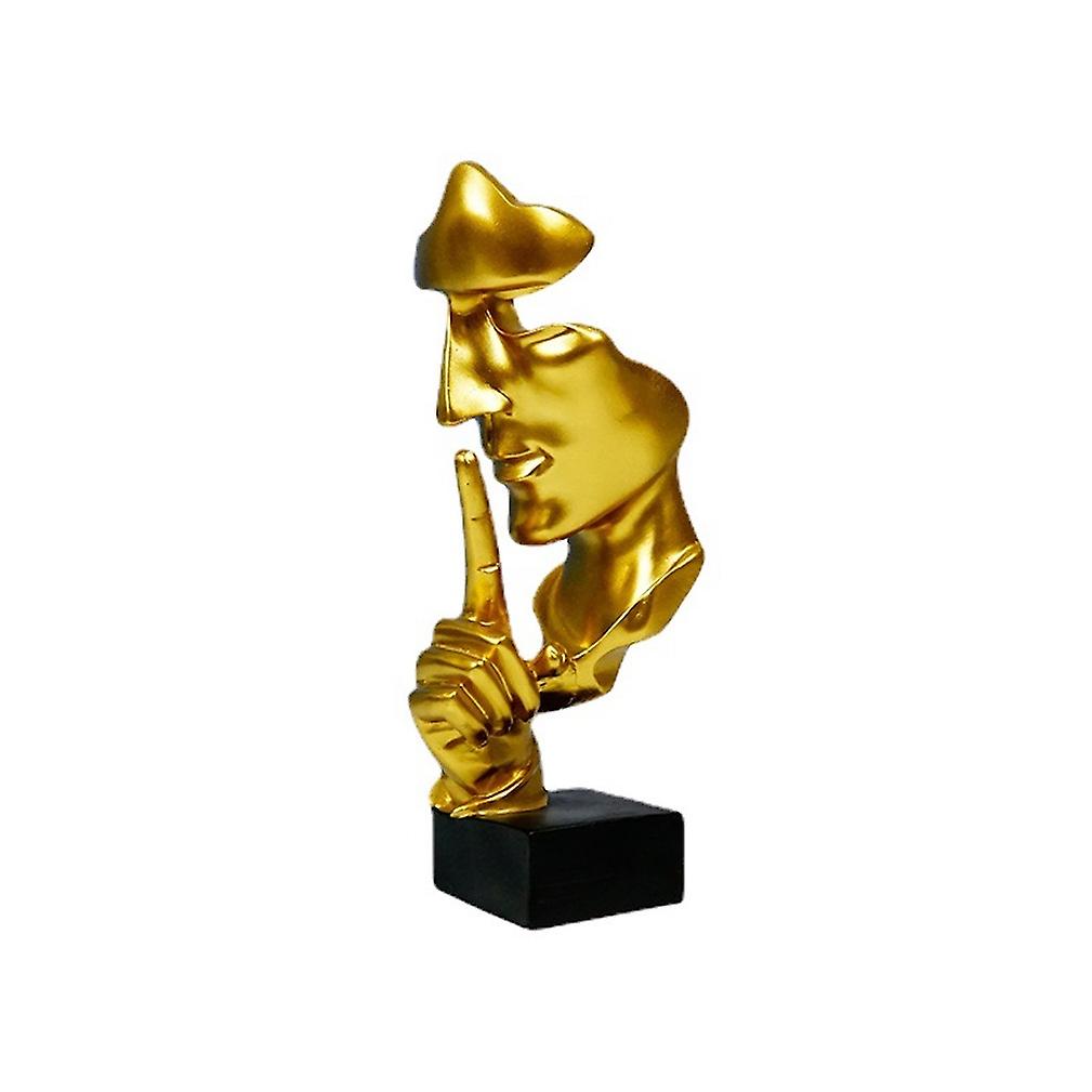 Crafts Silence Is Gold Abstract Figurine Sculpture Statue For Home Desktop Decoration Handicraft Bookshelf Ornaments