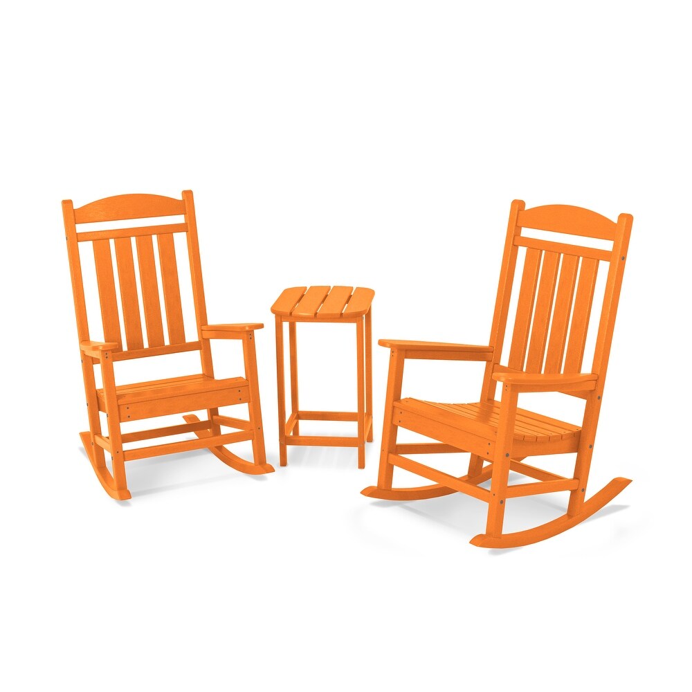 POLYWOOD Presidential 3 piece Outdoor Rocking Chair Set with Table