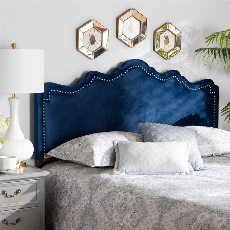 Baxton Studio Nadeen Contemporary Velvet Queen Headboard in Royal Blue   Transitional   Headboards   by Homesquare  Houzz