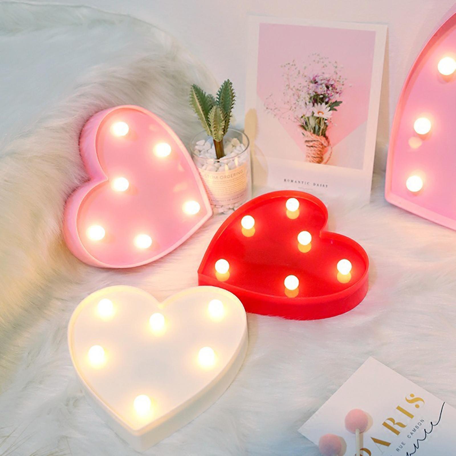 Heart Shape Design Leds Light Standing Sign With Bulbs Night Lamp Warm White Constant Bright Light Effect 2 * Aa Cell Operated Ip42 Water Resistance F