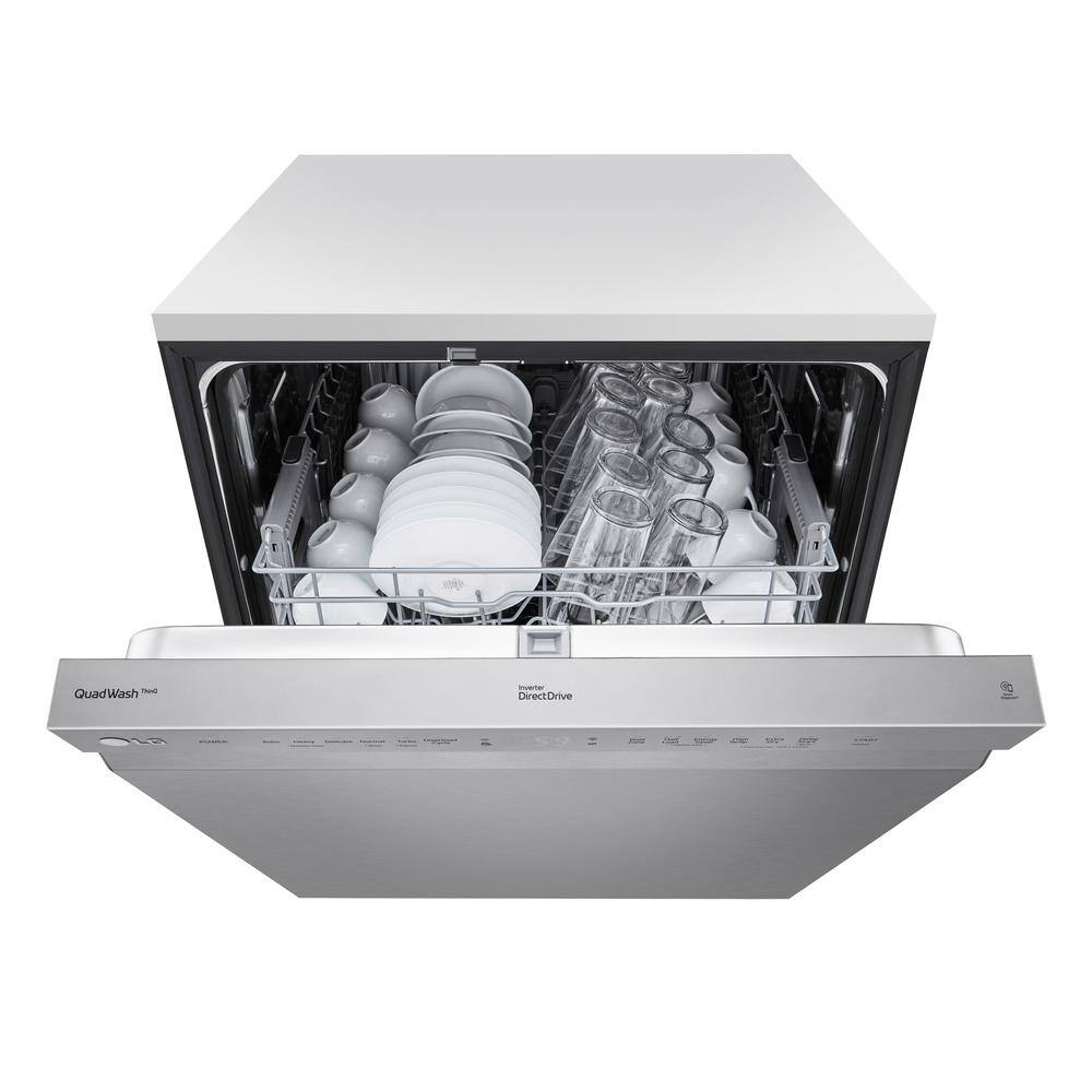 LG 24 in. Stainless Steel Front Control Built-In Dishwasher with Stainless Steel Tub Quadwash Dynamic Dry ADA 48 dBA ADFD5448AT