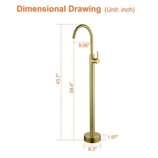 Nestfair Single-Handle Floor Mount Roman Tub Faucet in Brushed Gold SMD8033G