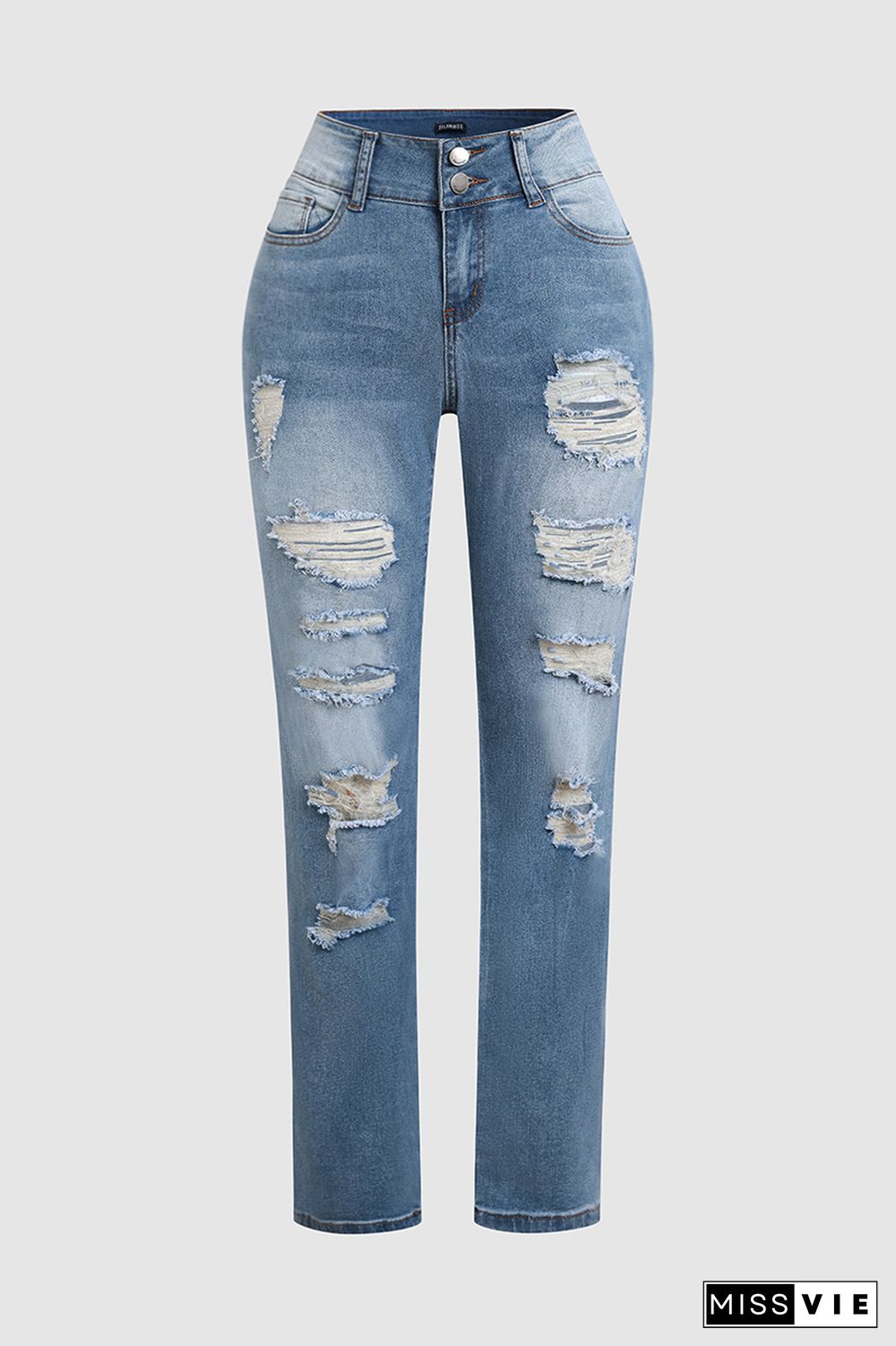 Ladder Ripped Low Rise Skinny Jeans