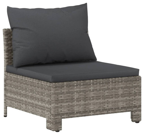 vidaXL Patio Furniture Set 7 Piece Sofa Set with Cushions Gray Poly Rattan   Tropical   Outdoor Sofas   by vidaXL LLC  Houzz