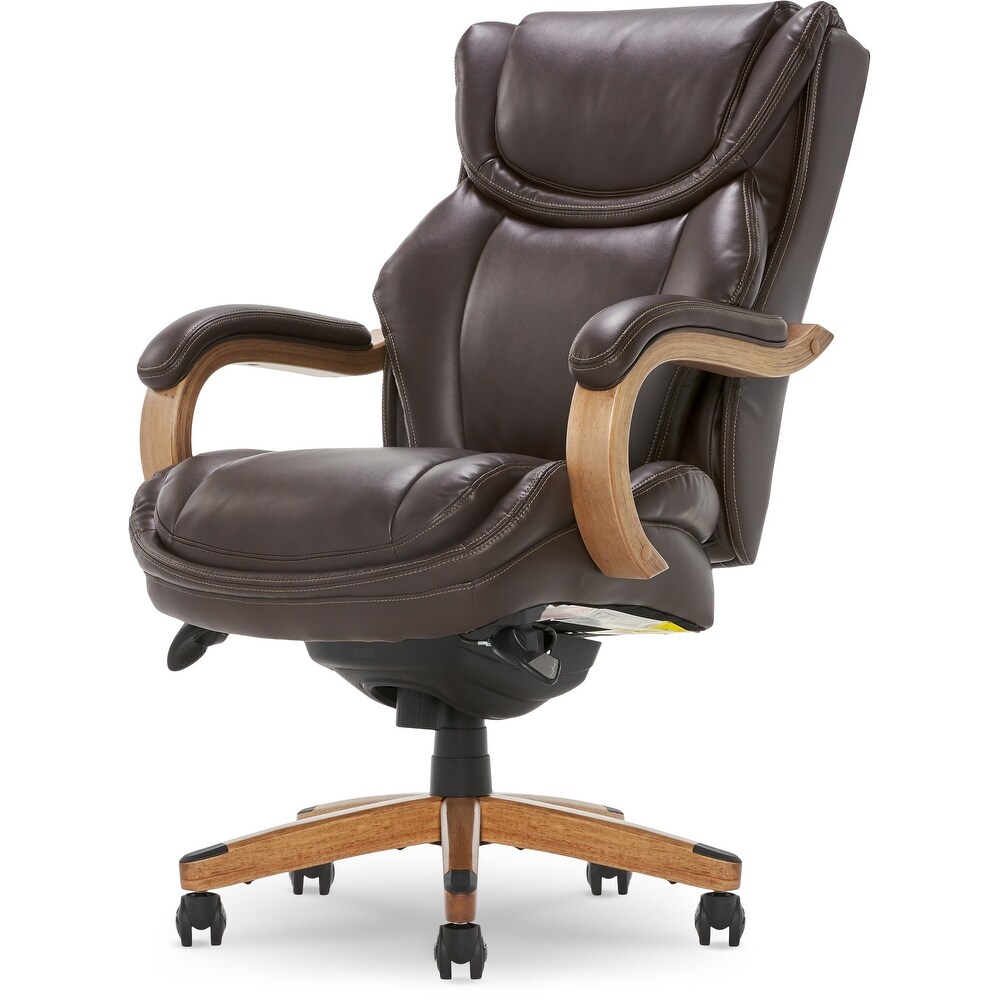 La Z Boy Harnett Big and Tall Executive Office Chair with Comfort Core Cushions  Ergonomic High Back Chair with Solid Wood Arms