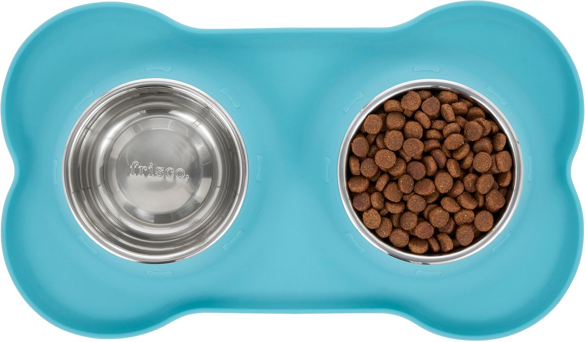 Frisco Silicone Stainless Steel Double Diner Dog and Cat Bowl