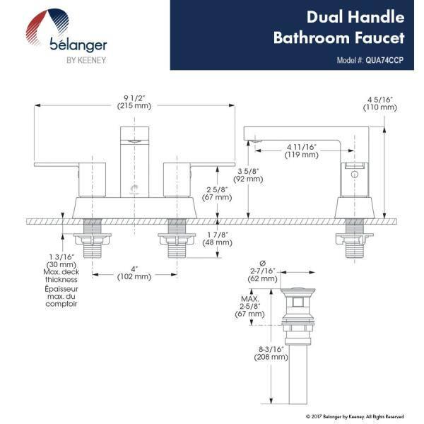 KEENEY Belanger 4 in Centerset 2Handle Bathroom Faucet with PopUp Drain in Matte Black