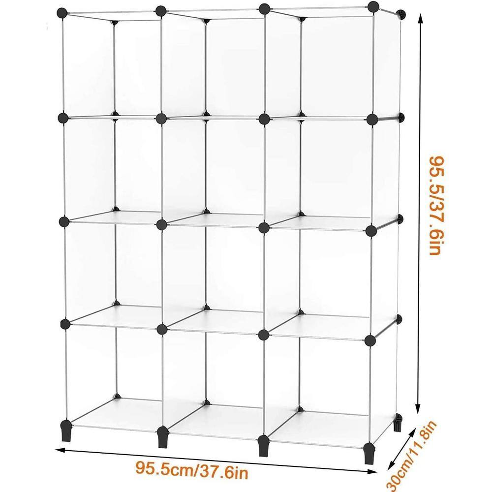 47.2 in. H x 37.6 in. W x 11.8 in. D Gray Plastic 12- Cube Organizer cube-224