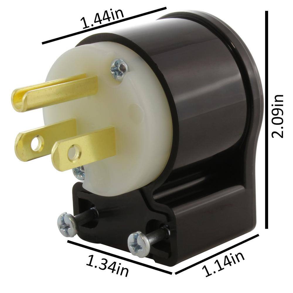 AC WORKS 15 Amp 125-Volt NEMA 5-15P 3-Prong All Angles Elbow Household Male Plug ASE515P