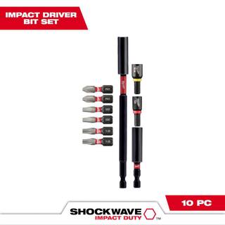 MW SHOCKWAVE Impact Duty Alloy Steel Screw Driver Bit Set (10-Piece) 48-32-4513