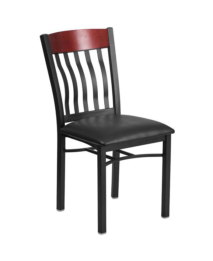 EMMA+OLIVER Vertical Back Metal Restaurant Dining Chair With Vinyl Seat