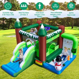 Costway 6-in-1 Winter Themed Snowman Inflatable Castle kids Jumping Bounce House with 735-Watt Blower NP10820US