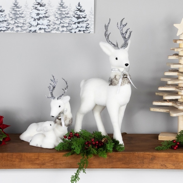 Laying Reindeer Mom and Calf Christmas Figurine