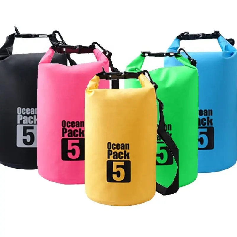 Hot selling Custom Logo 500D PVC Tarpaulin Outdoor Camping Hiking Climbing Drybag 5L Waterproof Dry Bag Backpack