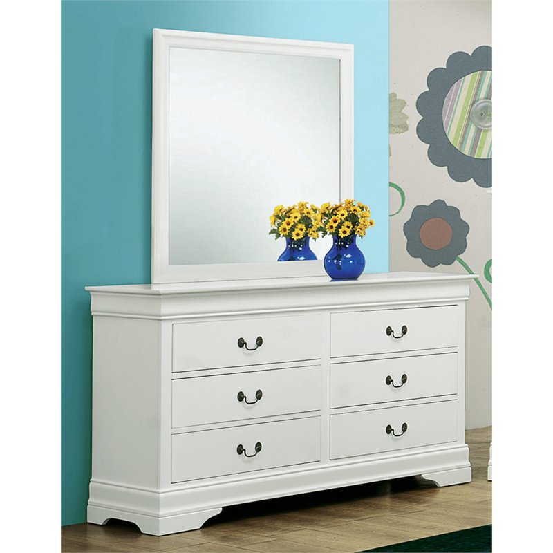 Bowery Hill Louis Philippe 6 Drawer Double Dresser in White