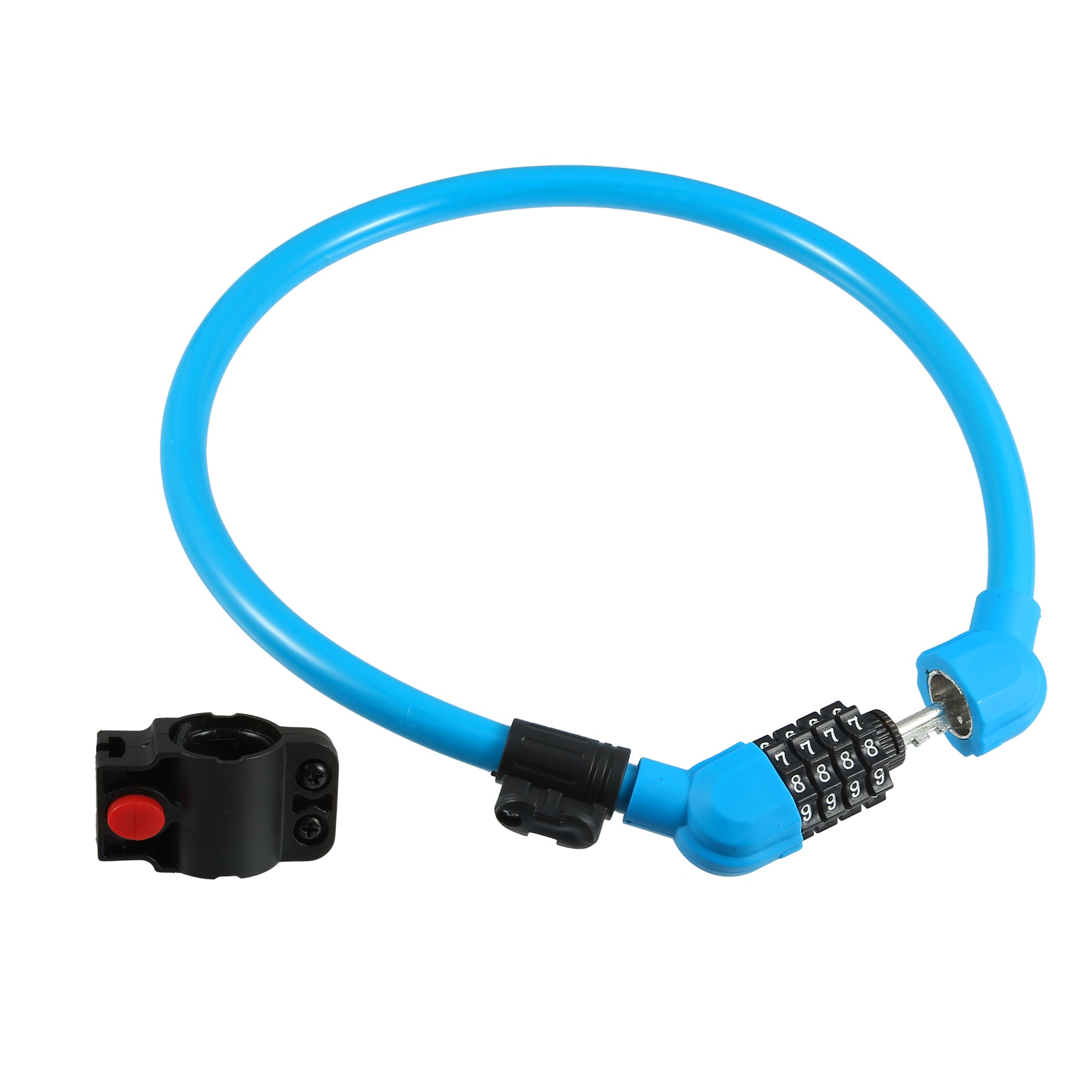 40cmx12mm Bicycle Locks Cable Portable 4 Digit Security Resettable Combination Bicycle Cable Lock with Lock Frame Blue