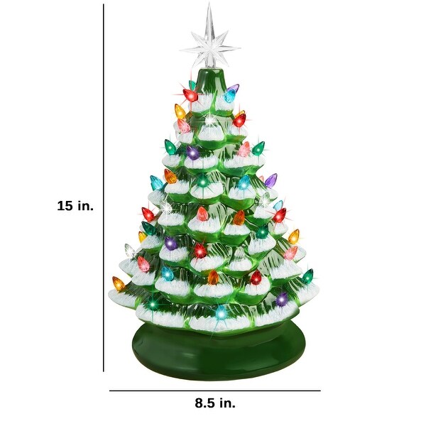 PreLit Ceramic Tabletop Christmas Tree with Lights