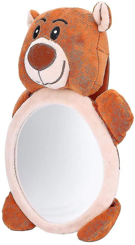 Car Mirror Plush Toy Soft Cartoon Bear Pattern Back Seat Mirror Rearview Mirror