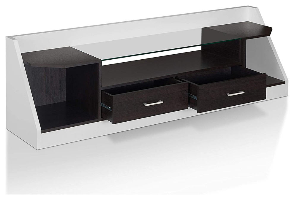 Modern TV Stand  Particle Board With 2 Doors  White and Epresso Finish   Transitional   Entertainment Centers And Tv Stands   by Decorn  Houzz