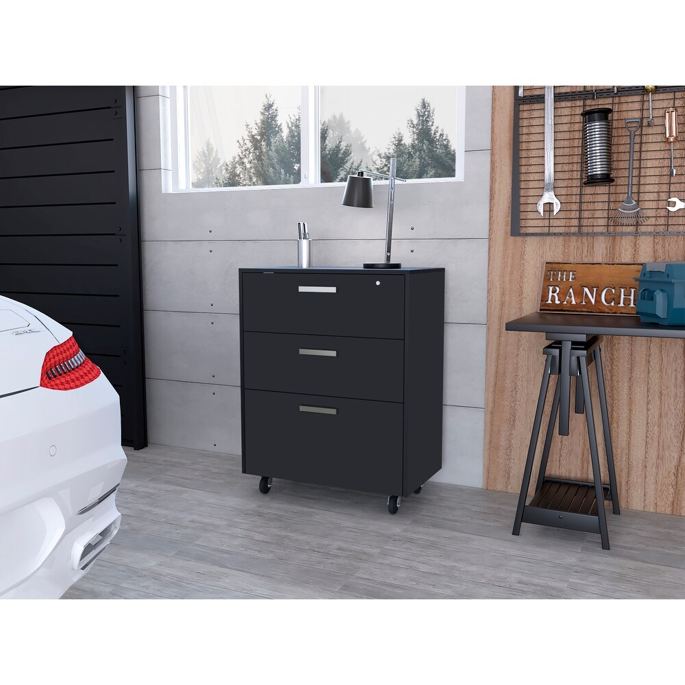 3 Drawers Storage Cabinet with Casters Lions Office  Black Wengue Finish High quality and durable