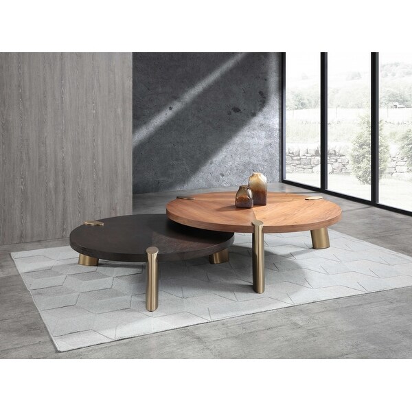 48 X 48 X 13 Wenge Veneer Stainless Steel Coffee Table - 48' X 48' X 13'