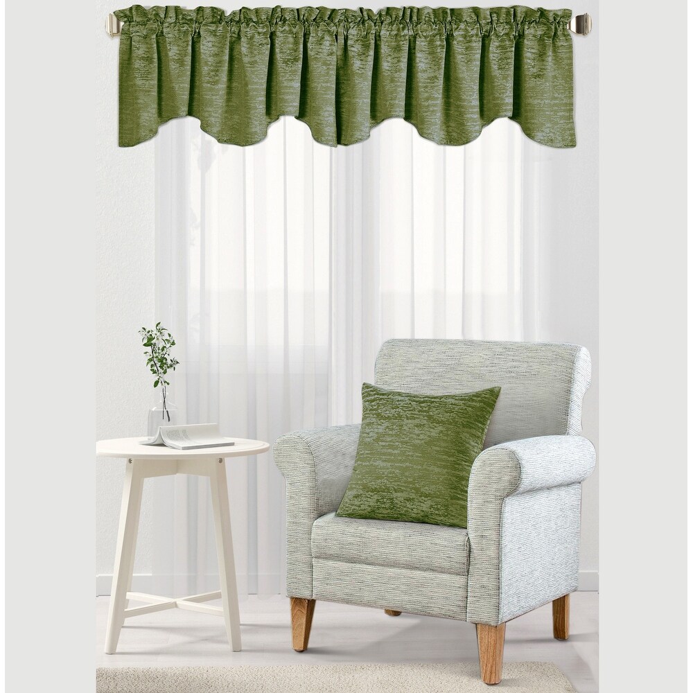 Peralta Jacquard Chenille Window Valance and Pillow Shell Set