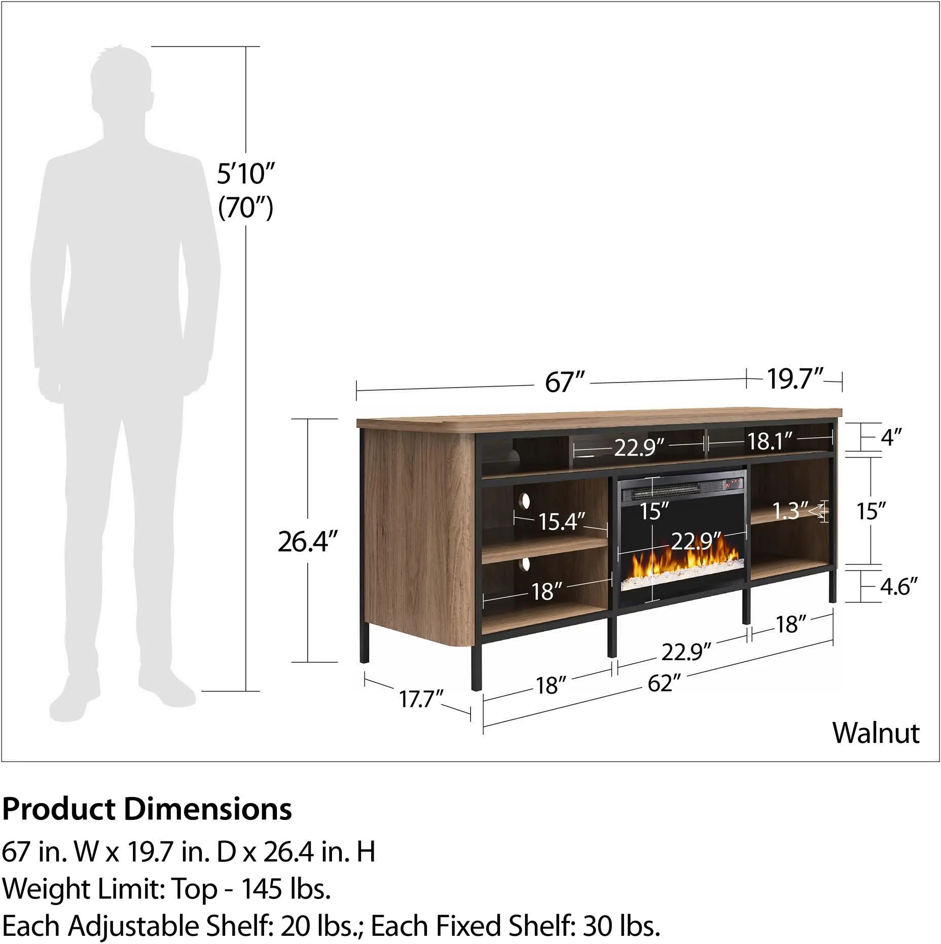 Danton Brown 75 Electric Fireplace TV Stand