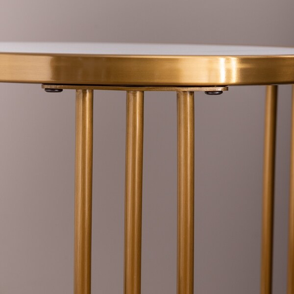 Round Side/End table with Golden Stainless Steel Frame