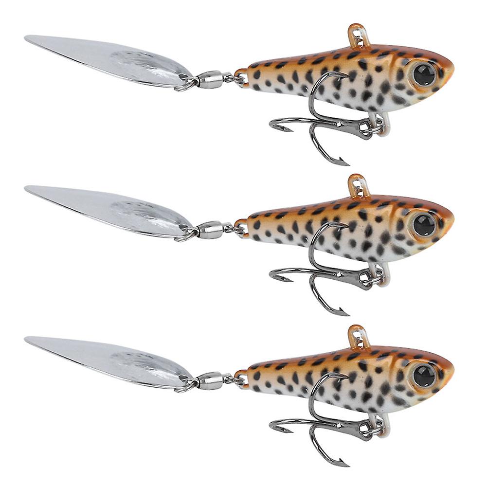 3pcs 20g Vib Freshwater Rotation Sequin Lure Artificial Simulation Bait Sea Fishing Tackleorange Black Back Dot