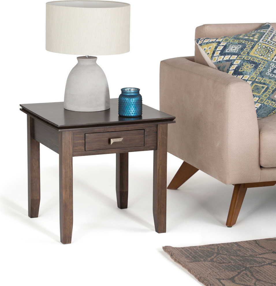 Solid Wood Square Contemporary End Side Table  21 quot  Transitional   Side Tables And End Tables   by Simpli Home Ltd.  Houzz