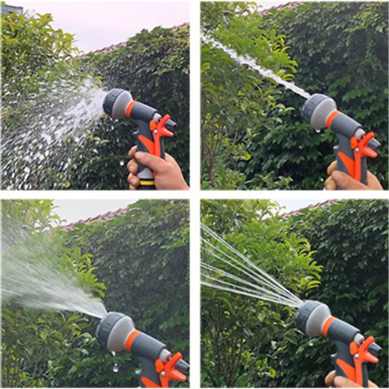 Adjustable Watering Spray Nozzle ABS Garden Hose Nozzle Sprayer 8 Pattern Plastic Garden Hose Thumb Nozzle