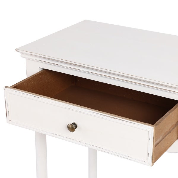 Distressed White Wood 2-Drawer 1-Shelf Console and Entry Table