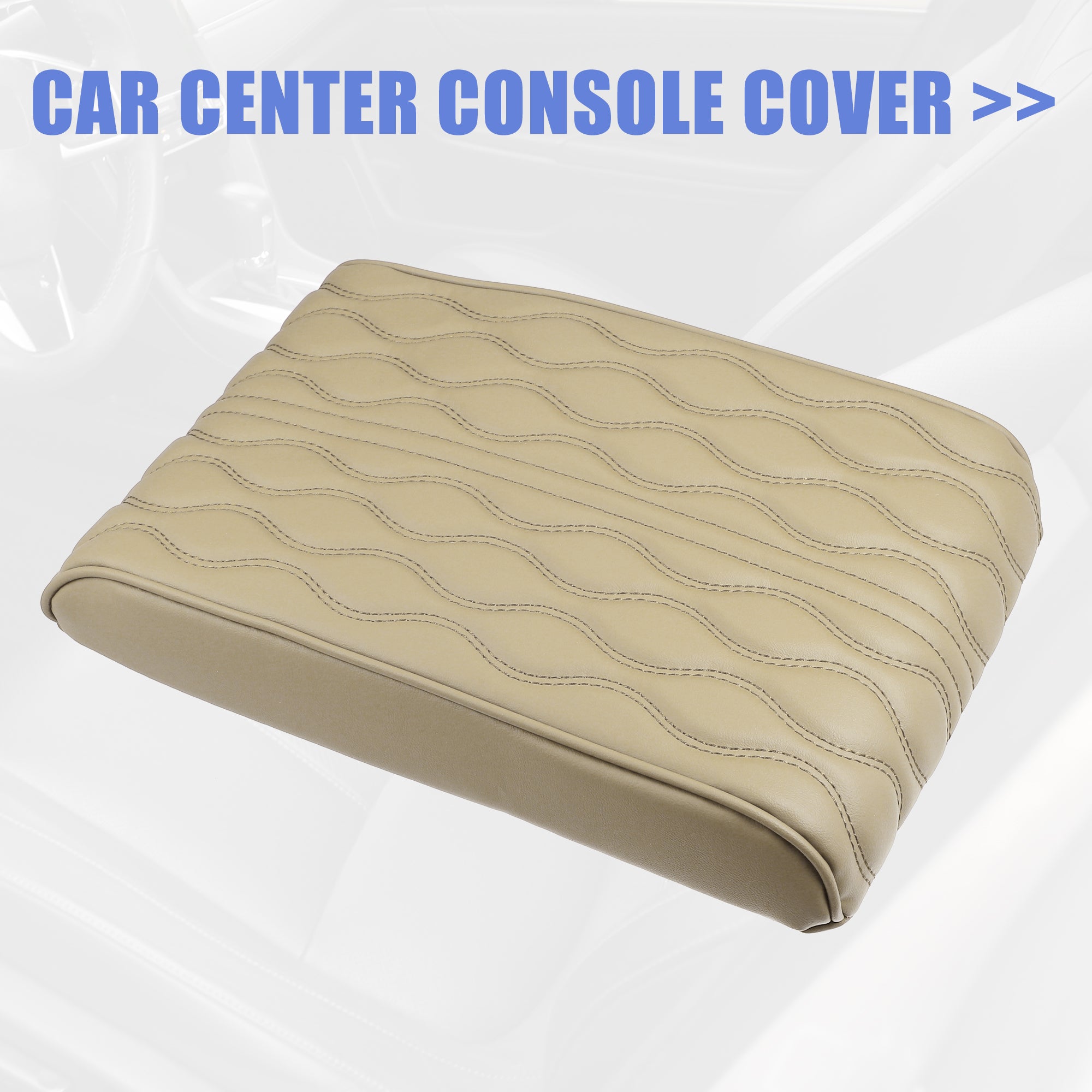 Auto Armrest Cushion Cover Center Console Box Pad Waterproof Faux Leather Cushion Pad Protector Universal Beige