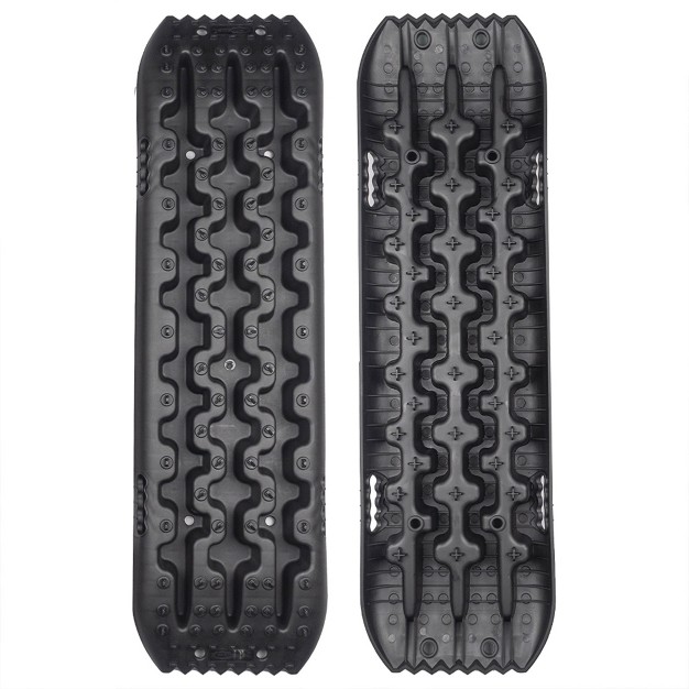 Rugcel Winch Quick Recovery Emergency 4 Wheel Drive Tire Traction Board Mats W Diamond Array Pattern 4 Mounting Brackets amp Carrying Case Black