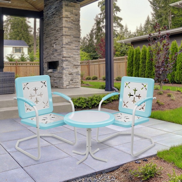 Square Outdoor Retro Tulip Armchair Blue And White