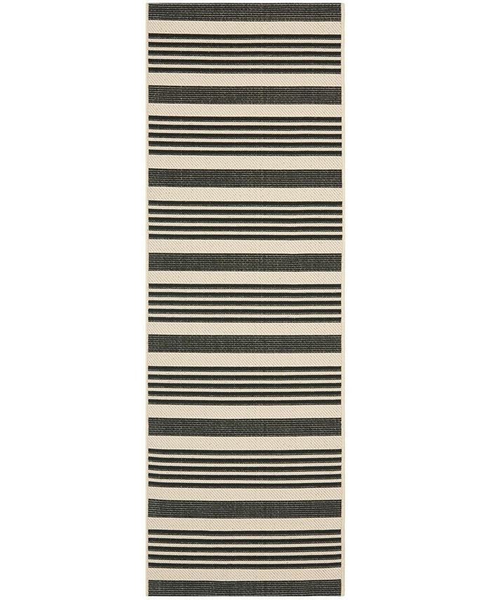 Safavieh Courtyard CY6062 Black and Bone 2'3 x 6'7 Sisal Weave Runner Outdoor Area Rug